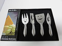 smiling cheese knives and fork set
